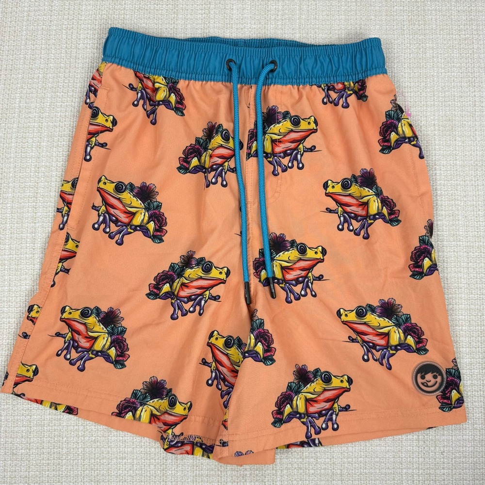 Neff‎ Kids M Novelty Print Swim Trunks With Stretch 3 Pocket Frog Design
